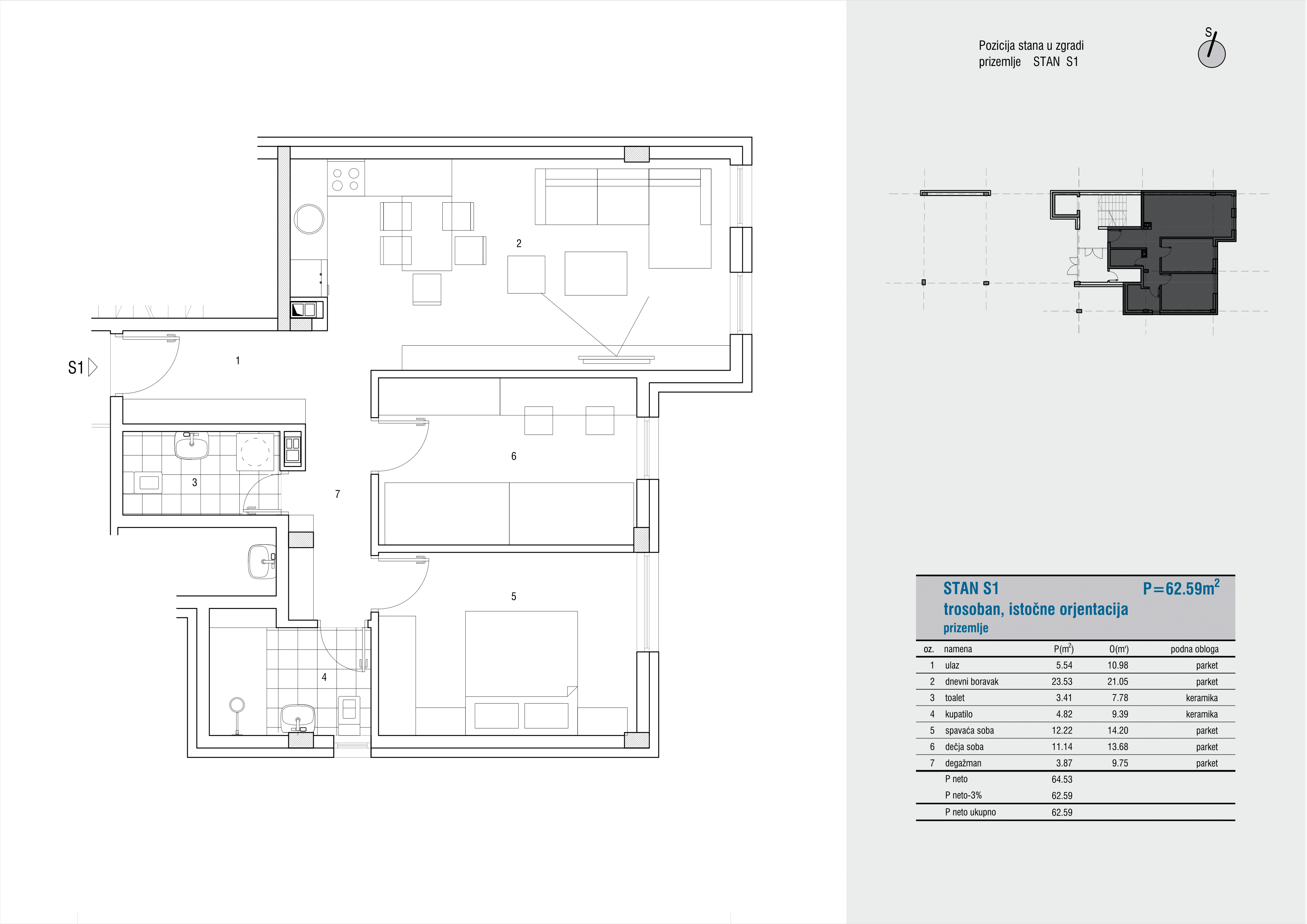 Kolubarska 18 – Stan S1 (trosoban)