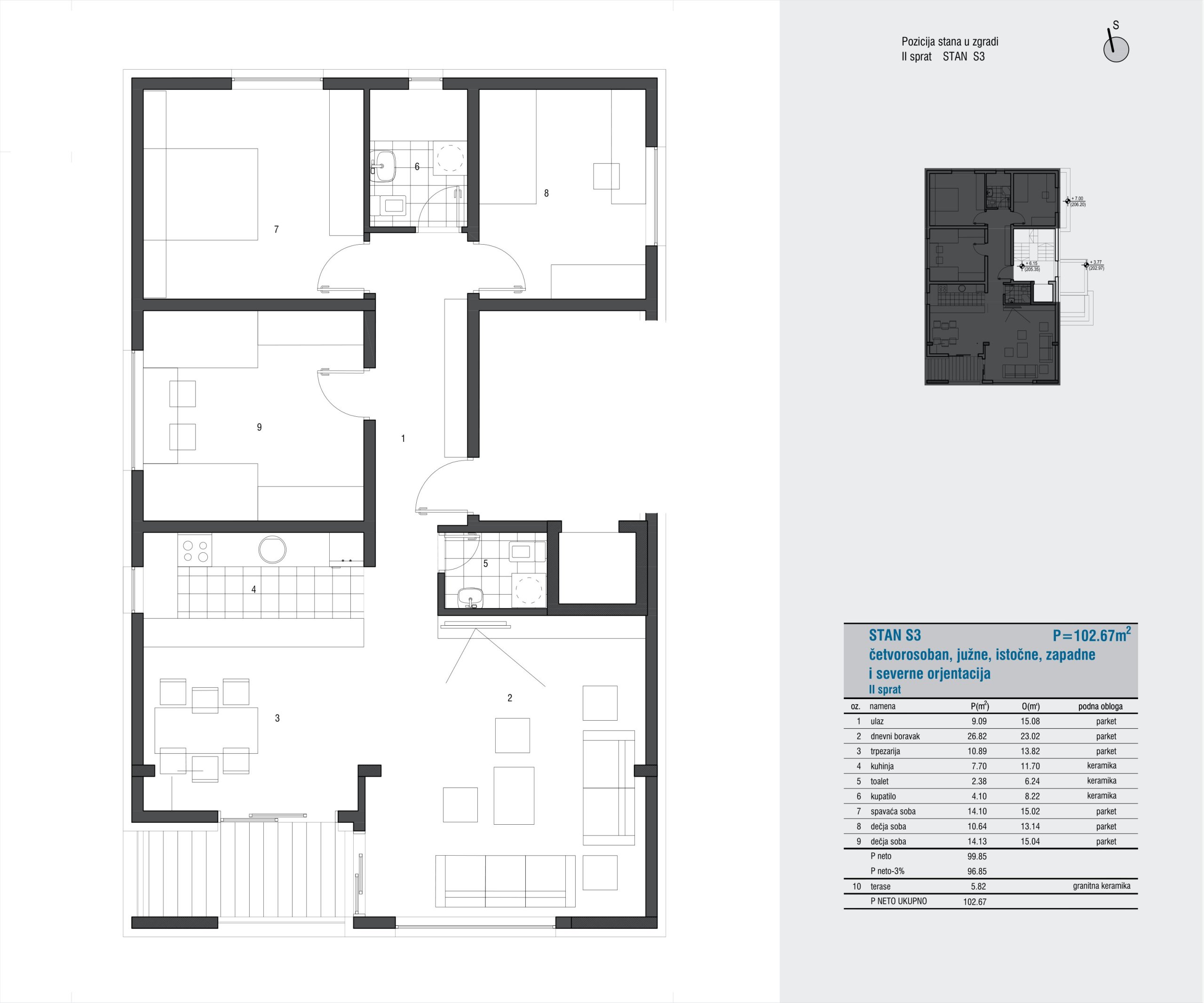 Dostojevskog 13 – Stan S3 (četvorosoban)