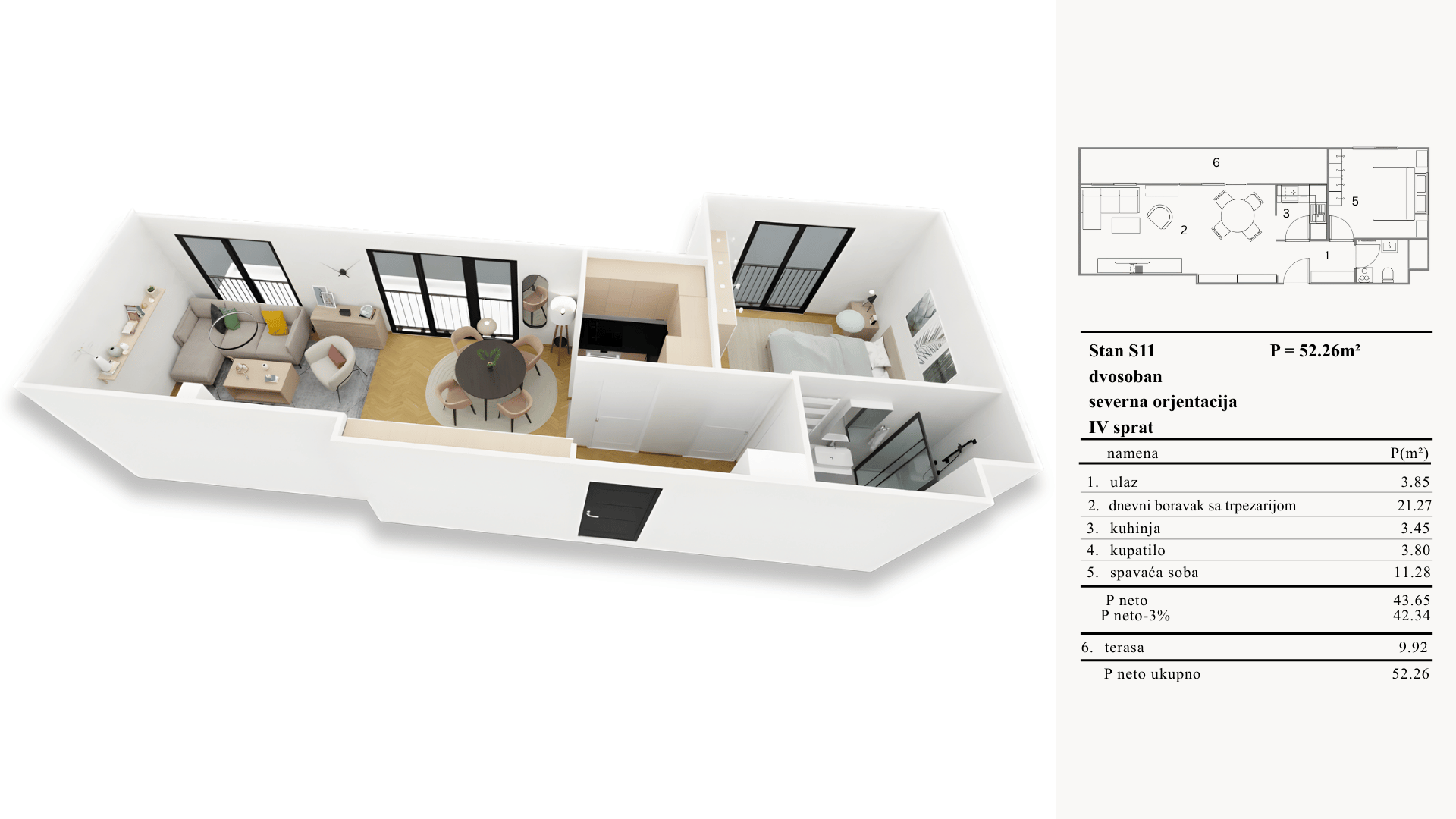 Vojvode Tankosića 12 – Stan S11(dvosoban)