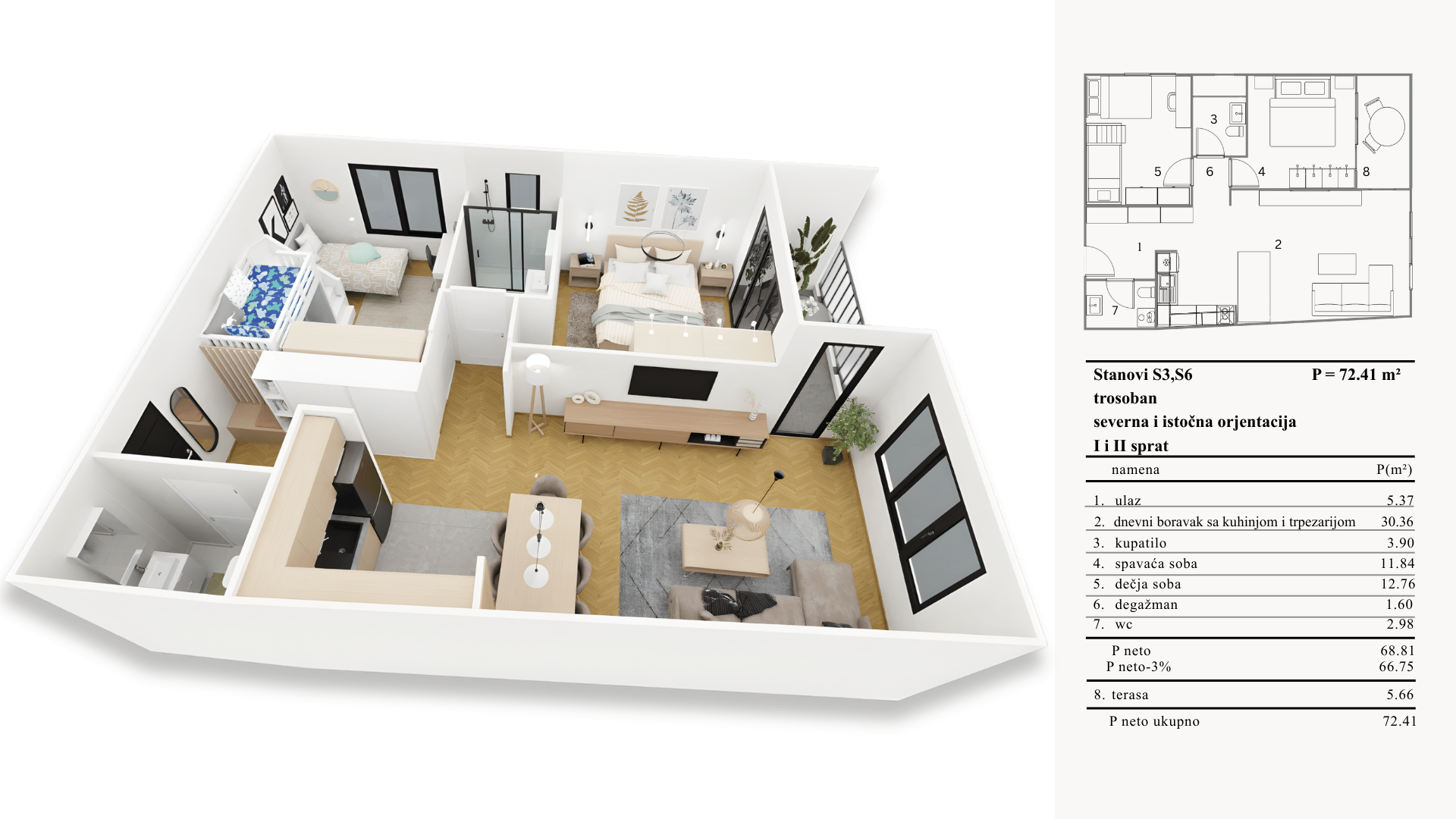 Vojvode Tankosića 12 – Stan S6(trosoban)